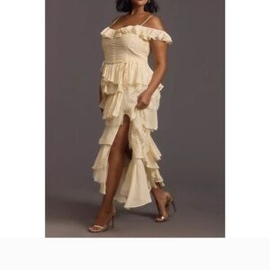 ISO of Anthropologie Cream High Low Ruffle Dress